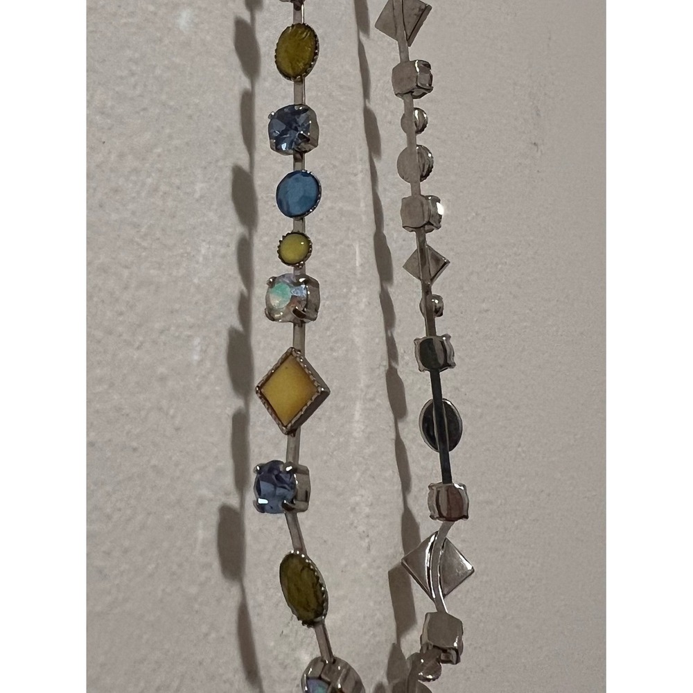 Lia Sophia Cache Silver Necklace and matching brac with Blue and Yellow Accents - Picture 3 of 8